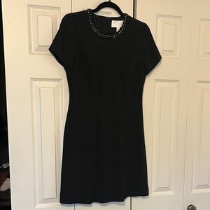 Hugo Boss Black Short-Sleeve Mini Dress with Beaded Neckline